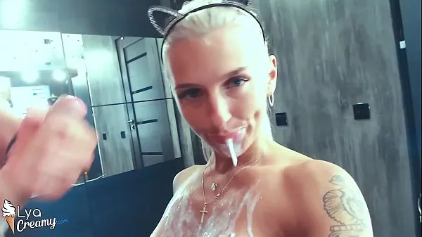 Bad Cat Blowjob Big Dick and Masturbate Pussy with Milk - Facial POV Video hay nhất mới