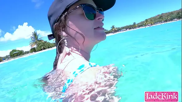 Couple on vacation public fuck at the beach underwater creampie Video terbaik baru